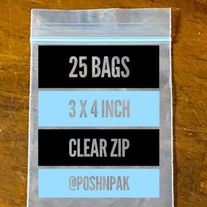 25 clear zip style bags 3 x 4 inch